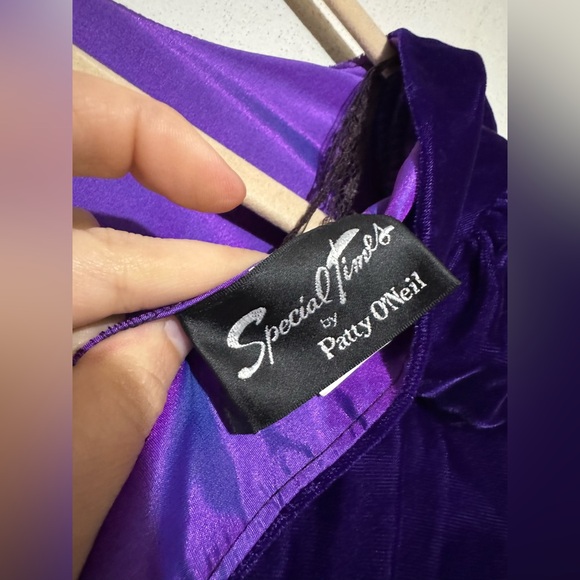 Special Times Vtg Purple Velvet Taffeta 1980s Low Back Formal Prom Dress‎ Size 8 - Picture 4 of 6